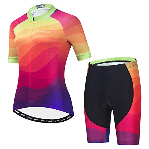 Hotlion Radtrikot Damen Set Kurzarm Fahrradbekleidung Frauen Sommer Fahrradkleidung Fahrradtrikot Rennrad Outfit CF2 von Hotlion