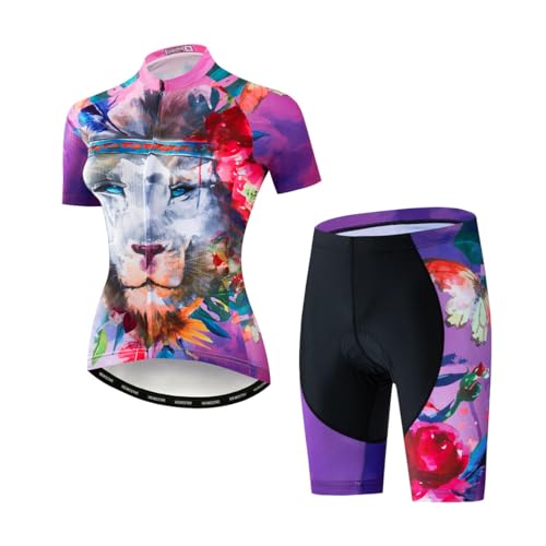 Hotlion Radtrikot Damen Set Kurzarm Fahrradbekleidung Frauen Sommer Fahrradkleidung Fahrradtrikot Rennrad Outfit CF2 von Hotlion