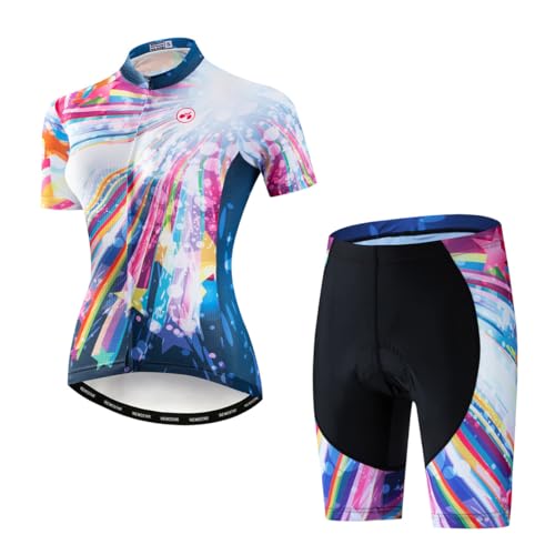 Hotlion Radtrikot Damen Set Kurzarm Fahrradbekleidung Frauen Sommer Fahrradkleidung Fahrradtrikot Rennrad Outfit CF2 von Hotlion