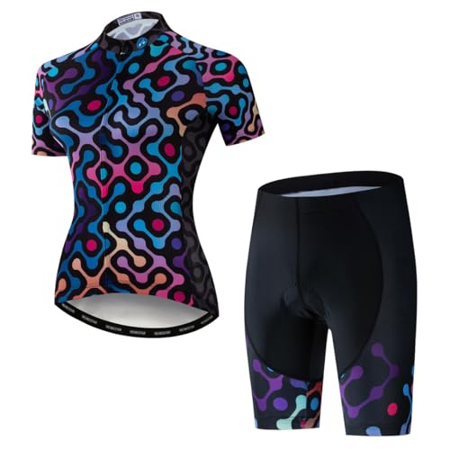 Hotlion Radtrikot Damen Set Kurzarm Fahrradbekleidung Frauen Sommer Fahrradkleidung Fahrradtrikot Rennrad Outfit CF2 von Hotlion