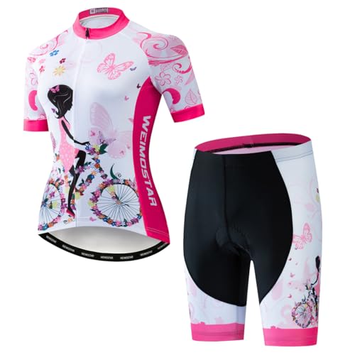 Hotlion Radtrikot Damen Set Kurzarm Fahrradbekleidung Frauen Sommer Fahrradkleidung Fahrradtrikot Rennrad Outfit CF2 von Hotlion