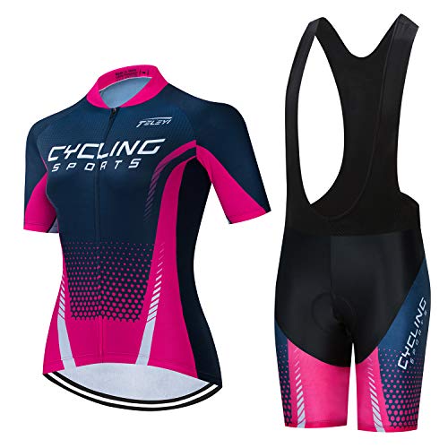 Hotlion Radtrikot Damen Set Kurzarm Sommer Fahrradbekleidung Frauen Rennrad Trikot Sätze Atmungsaktiv Radbekleidung CC63 von Hotlion