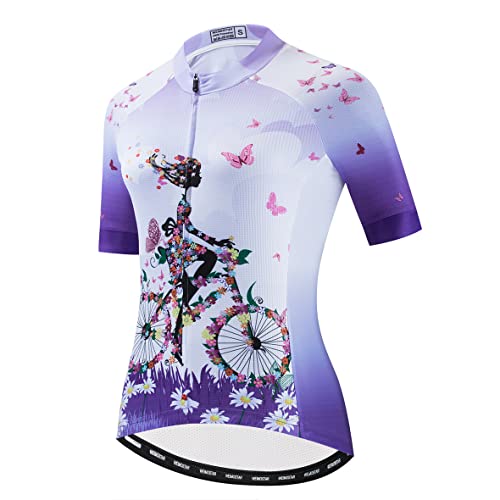 Hotlion Sommer Atmungsaktiv Radfahren Jersey Frauen Mountainbike Jersey Schnell Trocken Fahrrad Shirt Kurzarm Radfahren Kleidung, Cf2299, X-Large von Hotlion