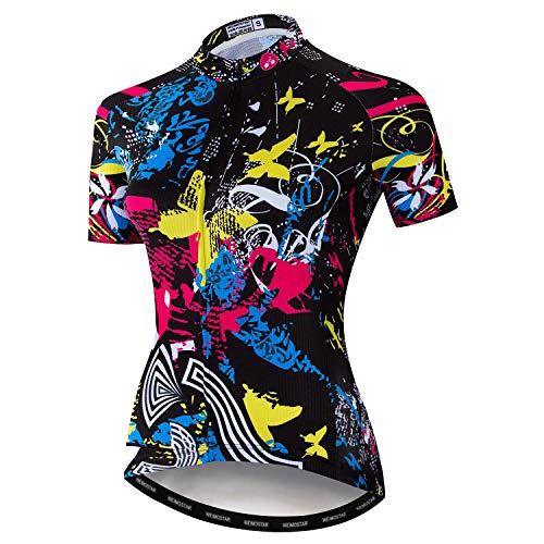 Hotlion Sommer Atmungsaktives Radtrikot Damen Mountainbike Trikot Schnell Trocknend Fahrrad Shirt Kurzarm Fahrradbekleidung, Cf2062, Mittel von Hotlion