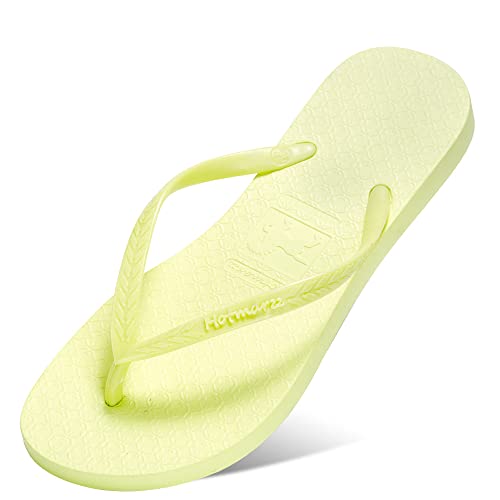 Hotmarzz Damen Designer Flip Flops Slim Slippers Sommer Strand Tanga Sandalen, 0779 Fluoreszierendes Grün, 39 EU von Hotmarzz