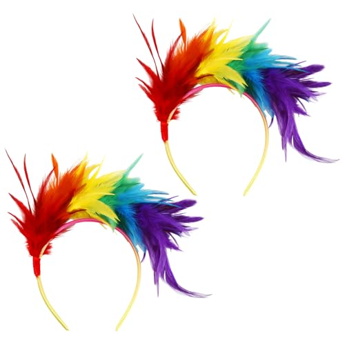 Regenbogen Feder Stirnband, Vibrant Pride Haarschmuck, LGBT Gay Pride Zubehör für Karneval Umzug, Fasching, Karneval, Cosplay und Outfit Styling Frauen Mädchen Erwachsene Regenbogen Feder Stirnband, Vibrant Pride Haarschmuck, LGBT Gay Pride Zubehör für Karneval Umzug, Fasching, Karneval, Cosplay und Outfit Styling Frauen Mädchen Erwachsene von HotoPink