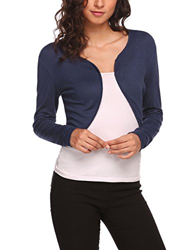 Hotouch Bolero Damen Bolerojacke festlich Schulterjacke Kurz Langarm schrug Cardigan Strickjacke Marineblau S von Hotouch