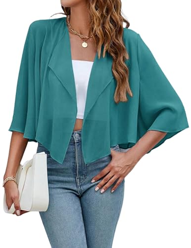 Hotouch Damen Bolero Chiffon Schulterjacke Elegant Festliche Bolerojacke Durchsichtig Kurze Cardigan Top Grün M von Hotouch