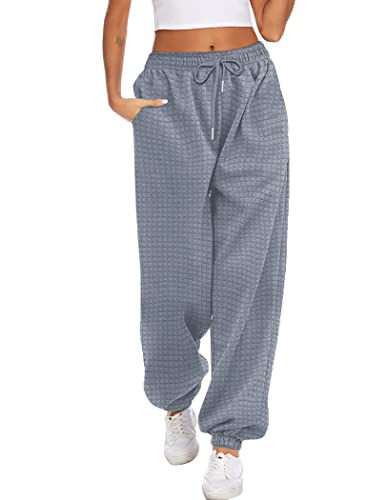 Hotouch Damen Jogginghose High Waist Sporthose Frauen Lang Mode Sweatpants Warm Baggy Freizeithose Winter Jogger Laufhosen Grau L von Hotouch