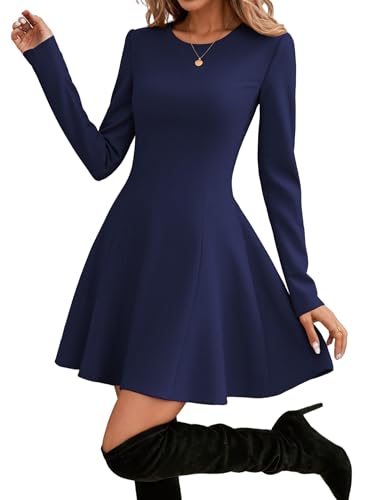 Hotouch Damen Kleider Langarm Rundhals A line Herbstkleid Elastizität High Waist Knielang Kleid Casual Kleider Hotouch Damen Kleider Langarm Rundhals A line Herbstkleid Elastizität High Waist Knielang Kleid Casual Kleider von Hotouch