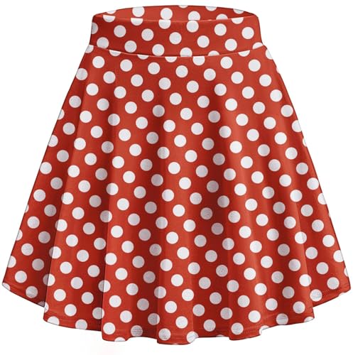 Hotouch Damen Kurzer Rock Basic Solid Falten Rock A-Linie Tellerrock Skirts for Women Rot M von Hotouch