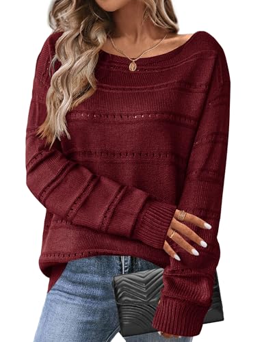 Hotouch Damen Pullover Herbst Rundhals Stricken Pulli Langarmshirt Leicht Sweatshirt Winter Oberteile von Hotouch