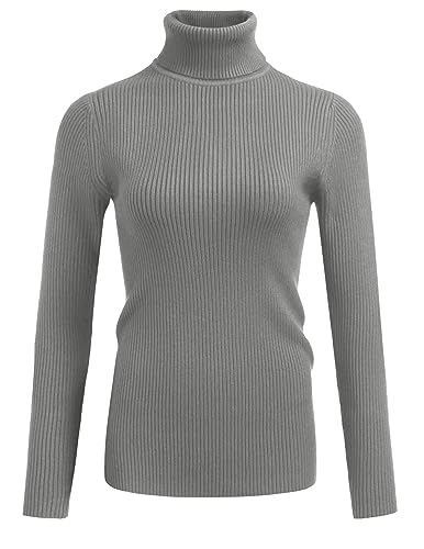 Hotouch Damen Pullover Rollkragenpullover Elegante Pulli Sweatshirt Langarmshirt Feinstrick Slim fit Basic Sweater Strickpullover Weihnachten Longpullover Freizeit Oberteile Einfarbiger Tops Grau XL von Hotouch