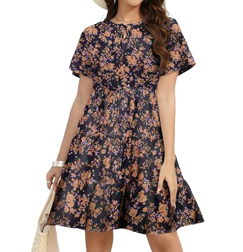 Hotouch Damen Sommerkleid V-Ausschnitt Bohemian Kleid Tunika Kurzarm Kleider Knielang Strandkleider Blumen Freizeitkleid Wickelkleid Schwarz blumig M Hotouch Damen Sommerkleid V-Ausschnitt Bohemian Kleid Tunika Kurzarm Kleider Knielang Strandkleider Blumen Freizeitkleid Wickelkleid Schwarz blumig M von Hotouch