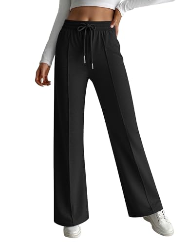 Hotouch Baggy Jogginghose Damen Freizeithose Wide Leg Hose High Waist Sweatpants mit Elastischem Bund Lockere Sweathose Bequeme Yogahose Schwarz XL von Hotouch