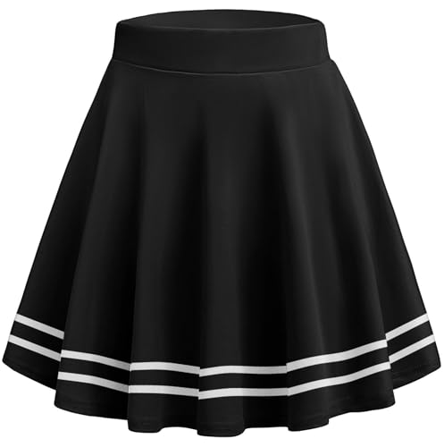 Hotouch Minirock Damen Elastische Taille A Linie Skater Rock Kurzer Faltenrock Schwarz S von Hotouch