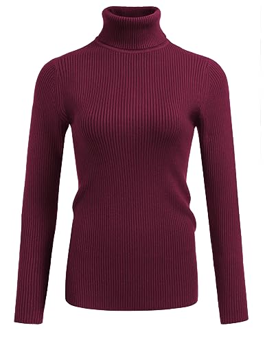 Hotouch Pullover Damen Rollkragenpullover Elegant Sweatshirt Langarmshirt Feinstrick Sweater Strickpullover Longpullover Solid Pulli Pulli mit Rollkragen Langarm Tops Herbst/Winter Weinrot S von Hotouch