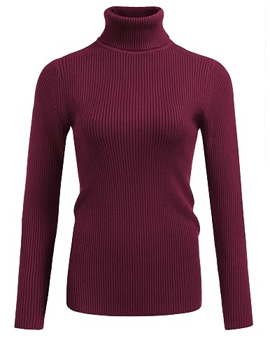 Hotouch Pullover Damen Rollkragen Strickpullover Elegant Sweatshirt Weihnachtspullover Slim fit Basic Langarmshirt Lässiges Christmas Pulli Langarm Sweater Oberteile Einfarbig Strickpulli Rot S von Hotouch
