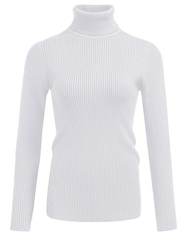 Hotouch Damen Pullover Rollkragenpullover Elegante Langarmshirt Turtleneck Strickpullover Langarm Lässige Rollkragenshirt Basic Slim fit Strickpulli Weiß S von Hotouch