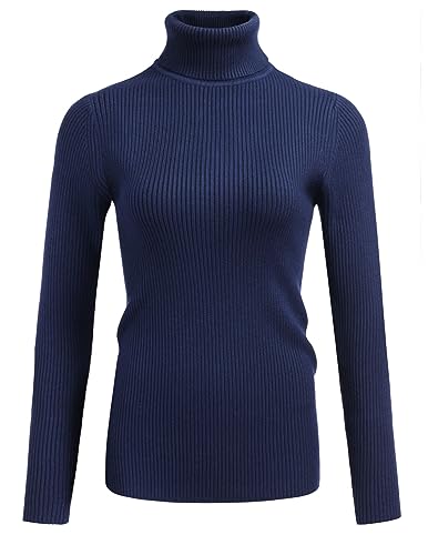 Hotouch Pullover Damen Winter Rollkragenpullover Elegant Strickpullover Sweatshirt Feinstrick Sweater Longpullover Oberteile Basic Tunika Langarm Strickpulli Tops Blau XL von Hotouch