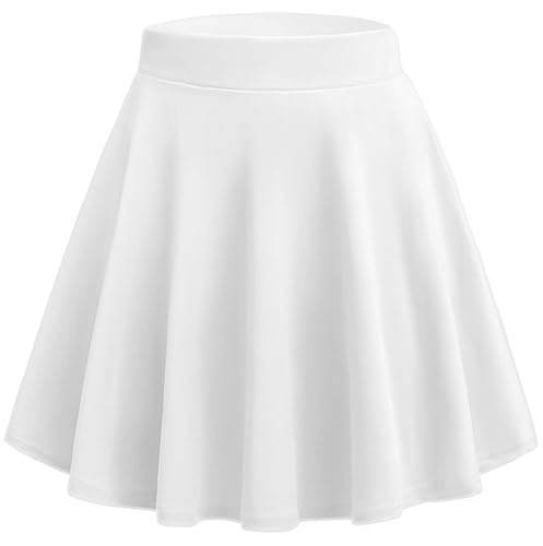 Hotouch Rock Damen Basic Kurzer Mini Rock Elastische Taille Skater Rock A Linie Faltenrock Weiß S von Hotouch