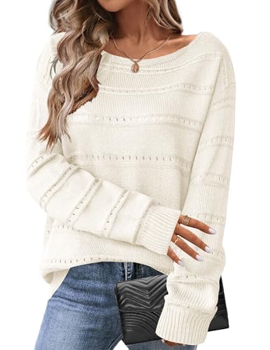 Hotouch Strickpullover Damen Langarm Winter Rundhals Knit Elegant Langarm Tops Lose Feinstrick Pulli Oberteile von Hotouch