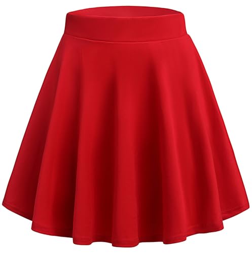 Hotouch Women's Casual A Line High Waist Mini Skirt Basic Stretchy Flared Short Skirts Rot M von Hotouch
