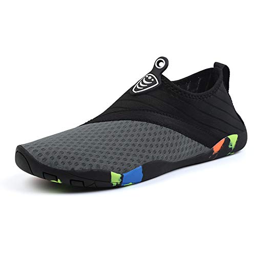 Hotroad Barfuß-Wasserschuhe Aqua-Socken Schnell trocknend Strand Schwimmen Yoga Schnorcheln Surfen Tauchen Poolschuhe für Herren Damen auf Strandsandalen Fluss Camping-101-Grau 36 von Hotroad