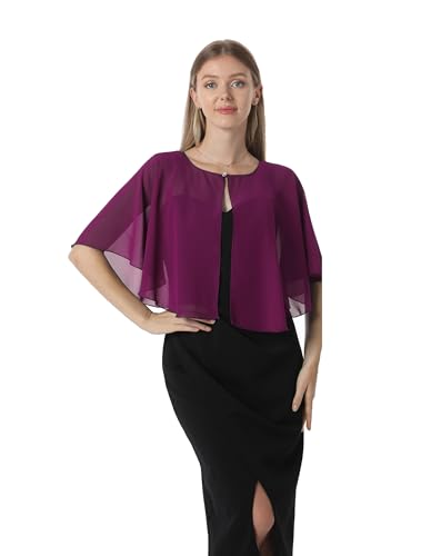 Chiffon Capelet Damen Weiche Umhänge Schals und Wraps für Abendkleid Hochzeit Cape Cover Up, Fuchsia, Einheitsgröße von Hotshawl