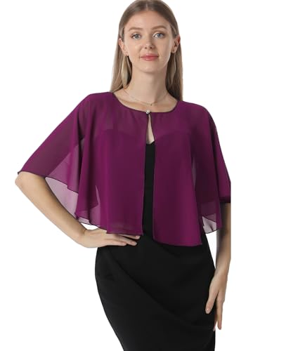 Chiffon Capelet Damen Weiche Umhänge Schals und Wraps für Abendkleid Hochzeit Cape Cover Up, Fuchsia, Einheitsgröße von Hotshawl