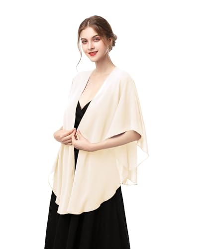 Damen Chiffon-Schals und Wickeltuch, Hochzeit, Party, Schal für Abendkleider, Blass Champagner, Einheitsgröße Damen Chiffon-Schals und Wickeltuch, Hochzeit, Party, Schal für Abendkleider, Blass Champagner, Einheitsgröße von Hotshawl
