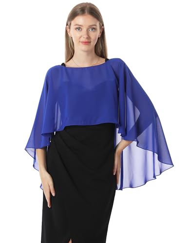 Hotshawl Capelets für Damen, Chiffon-Umhang, Schals und Wickeltuch, für Abendkleid, Hochzeitsumhänge, Königsblau, Einheitsgröße von Hotshawl