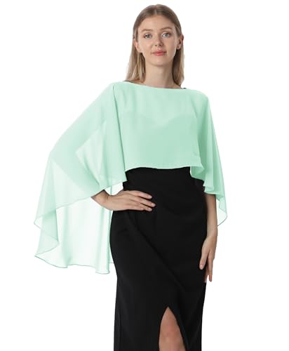 Hotshawl Capelets für Damen, Chiffon-Umhang, Schals und Wickeltuch, für Abendkleid, Hochzeitsumhänge, Minze, Einheitsgröße von Hotshawl