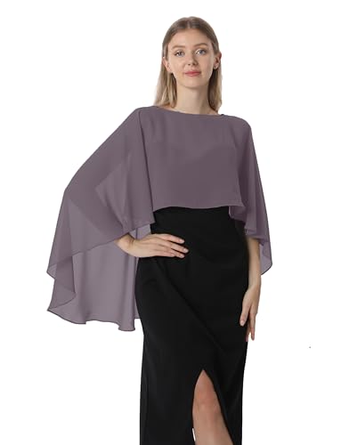 Hotshawl Capelets für Damen, Chiffon-Umhang, Schals und Wickeltücher für Abendkleid, Hochzeit, Umhänge, steingrau, Einheitsgröße von Hotshawl