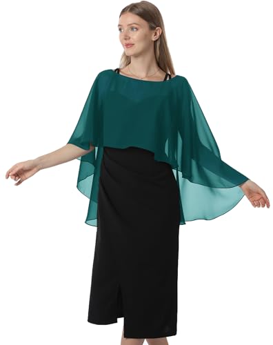 Hotshawl Capelets für Frauen Chiffon Cape Schals und Wraps für Abendkleid Hochzeit Umhänge Cover Up, Blaugrün/Ein Hauch von Paradies (Trace of Paradise), Einheitsgröße von Hotshawl