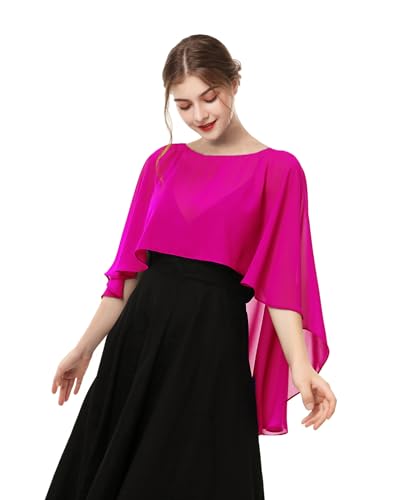 Hotshawl Capelets für Damen, Chiffon-Umhang, Schals und Wickeltücher für Abendkleid, Hochzeit, Umhänge, Knallpink (Hot Pink), Einheitsgröße von Hotshawl