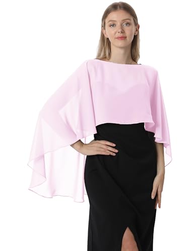 Hotshawl Capelets für Frauen Chiffon Cape Schals und Wraps für Abendkleid Hochzeit Umhänge Cover Up, Pink, Einheitsgröße von Hotshawl