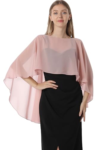 Hotshawl Capelets für Frauen Chiffon Cape Schals und Wraps für Abendkleid Hochzeit Umhänge Cover Up, Roségold, Einheitsgröße von Hotshawl