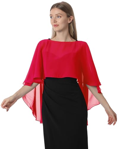 Hotshawl Capelets für Damen, Chiffon-Umhang, Schals und Wickeltuch, für Abendkleid, Hochzeitsumhänge, Rot/Ausflug, einfarbig (Getaway Solids), Einheitsgröße von Hotshawl