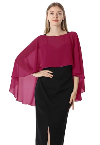 Hotshawl Capelets für Damen, Chiffon-Umhang, Schals und Wickeltuch, für Abendkleid, Hochzeitsumhänge, Weinrot, Einheitsgröße von Hotshawl