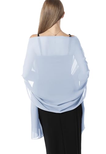 Hotshawl Pashmina aus weichem Chiffon, für Abendkleider zu formellen Anlässen. - Blau - Einheitsgröße von Hotshawl
