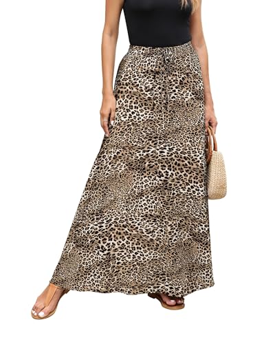 Hount Damen Rock für Frühling Boho Chiffon Lang Strandrock Weicher Dehnbarer Maxirock mit Gummizug (M, F7) von Hount