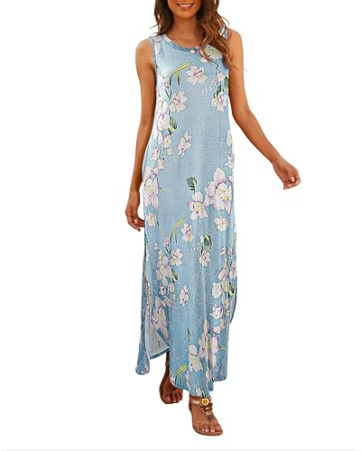 Hount Damen Stilvolle Partykleider Freizeit Sommerkleid Lang Lockeres Bunt Boho Beach Maxikleid (XXL, F3) von Hount