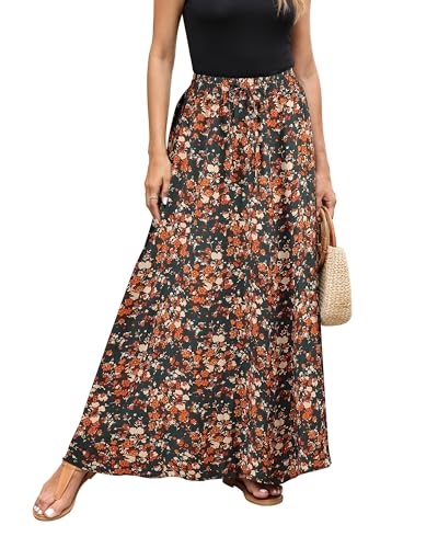 Hount Röcke für Damen A Linien Maxirock Lang Vintage Maxi Skirt Strickrock für Frühling Herbst (M, F25) von Hount