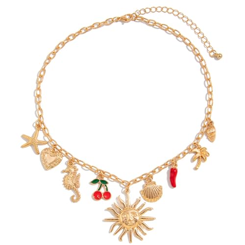 Goldene Charme Halskette, exquisite elegante Strandschalen angehender Charme Halskette für Frauen Valentinstag Geschenke, Strawberry für Frauen Goldene Charme Halskette, exquisite elegante Strandschalen angehender Charme Halskette für Frauen Valentinstag Geschenke, Strawberry für Frauen von Houolsator