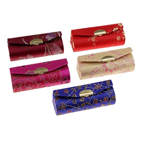 Tragbarer Lippenstift -Gehäuse Chinesischer Stil Floraler Lippenbalsam -Organizer mit Make -up -Spiegel 5pcs Lippenstift Gehäuse von Houolsator
