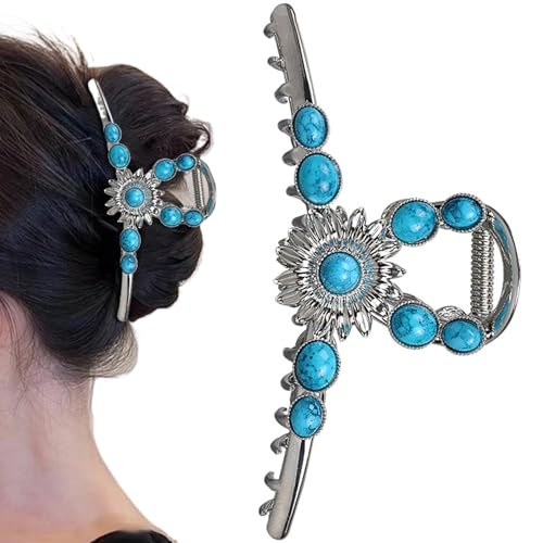 Westliche Haarklammern, Vintage türkisfarbene Haarclip, 4, 5 Zoll extra großer Klauenclip, nicht schlechte westliche Klauenklammern für Frauen Lady Mädchen dick Westliche Haarklammern, Vintage türkisfarbene Haarclip, 4, 5 Zoll extra großer Klauenclip, nicht schlechte westliche Klauenklammern für Frauen Lady Mädchen dick von Houolsator