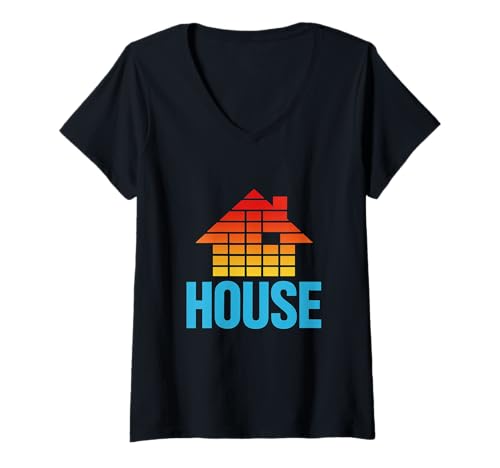 Damen House-Musik T-Shirt mit V-Ausschnitt Damen House-Musik T-Shirt mit V-Ausschnitt von House Music Design Co.