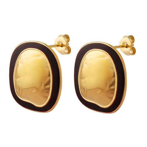 House Of Hunter Ovale Statement-Ohrringe aus gehämmertem Gold und Kastanienbraun, klein, Metall, kein Edelstein House Of Hunter Ovale Statement-Ohrringe aus gehämmertem Gold und Kastanienbraun, klein, Metall, kein Edelstein von House Of Hunter