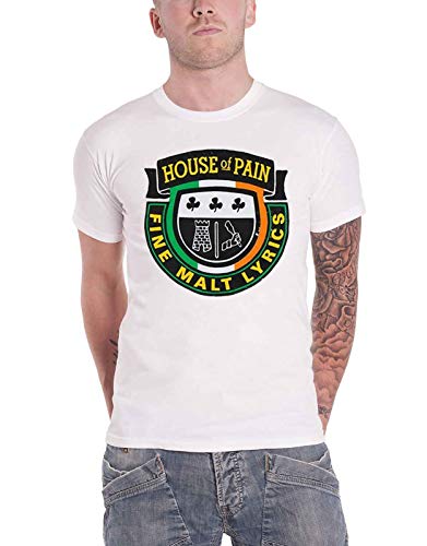 House Of Pain T Shirt Fine Malt Band Logo Nue offiziell Herren Weiß von Rocks-off